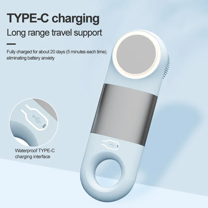 Portable Silicone Face Cleansing Brush Vibration Massage With Red Light Blue Light Care