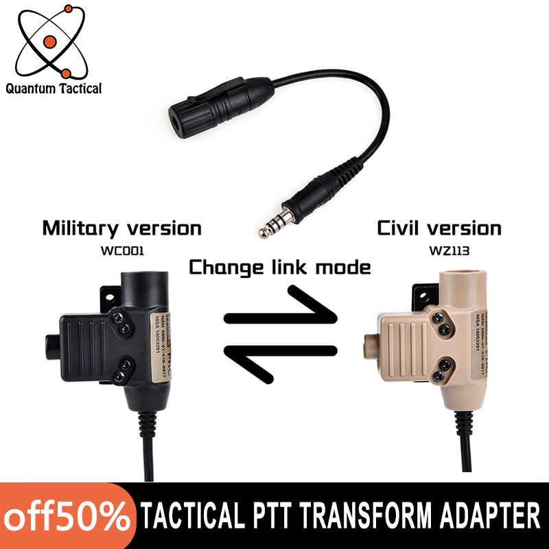 Tactical U94 PTT Wiring Transform Adapter Wadsn Outdoor Hunting Cable Military Original Headset Connect Accessories 7.0 Plug