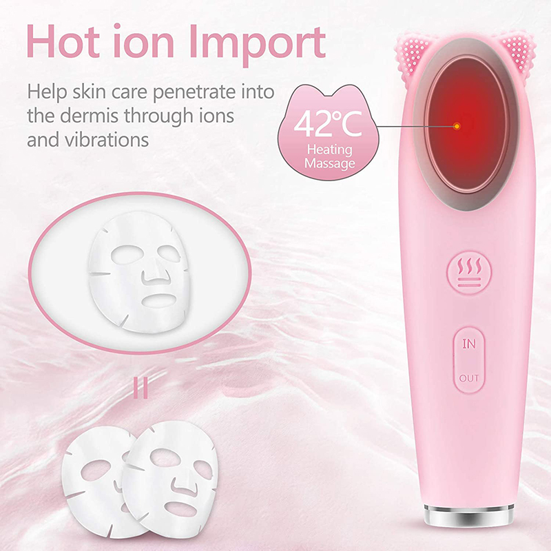 Home Electric Facial Cleansing Brush Silicone with Heated Massage Function Beauty Device