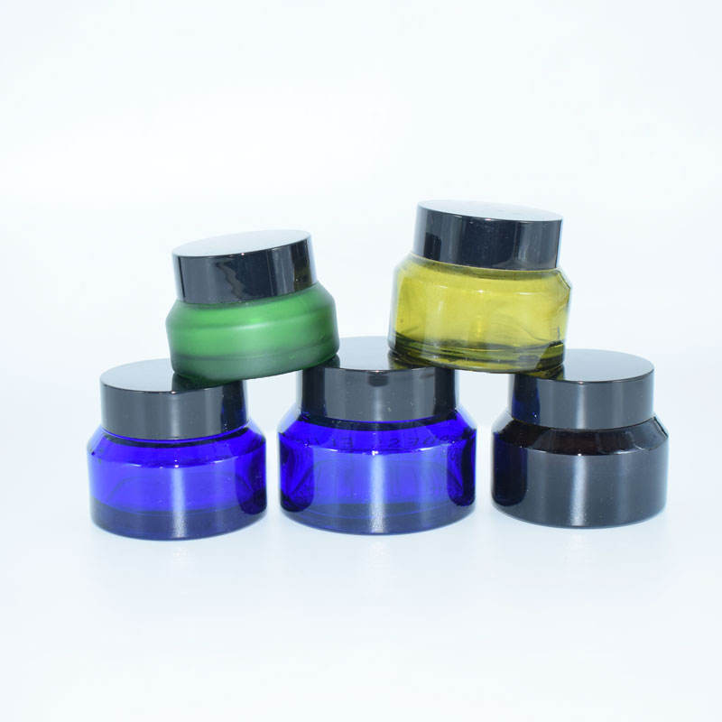 Luxury 15/30/50g EmptySlant Shoulder Glass Cream Jar Amber/Blue/Frosted/Green/Black Lipstick Face Mask Salve Skin Care Container