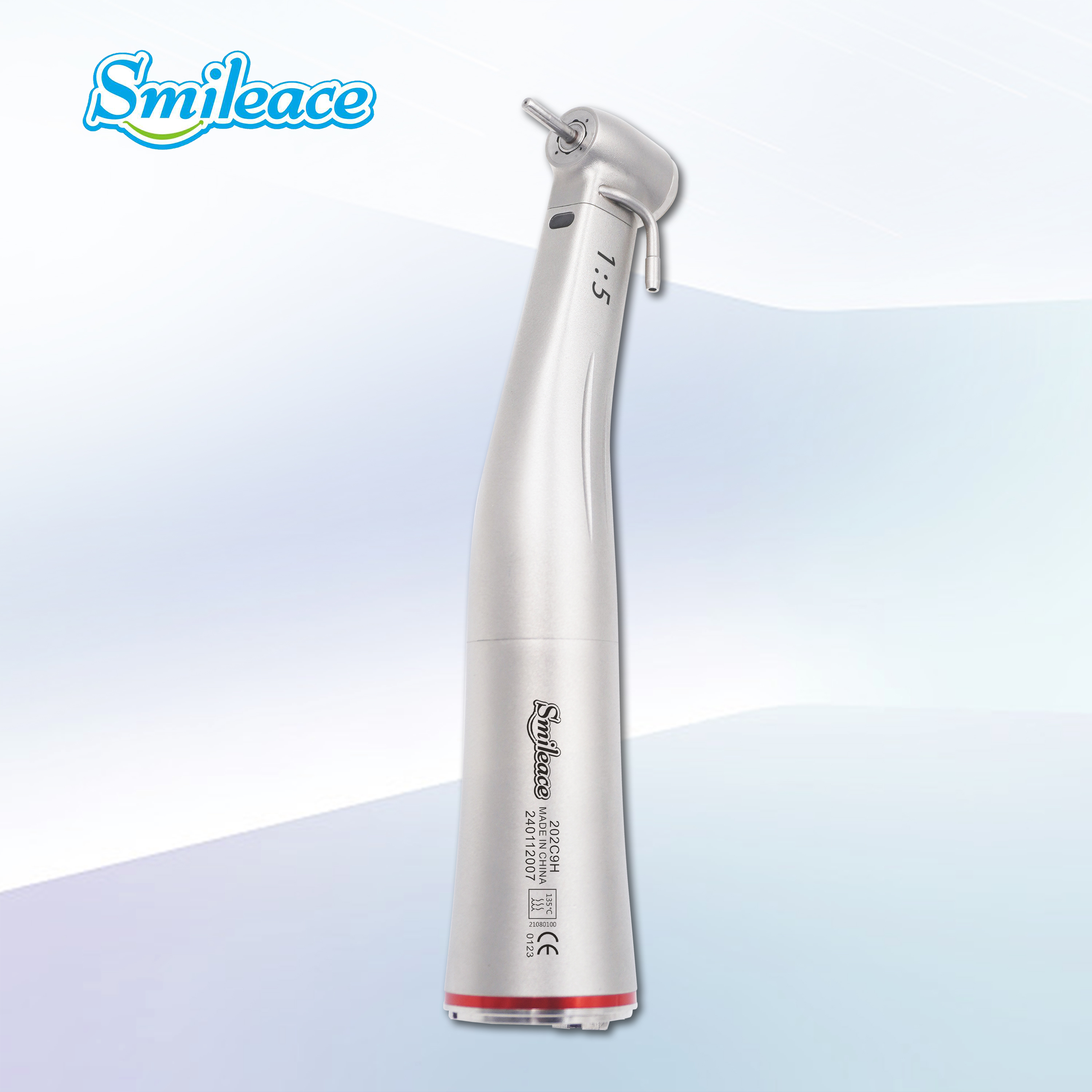 X95L Dental 1:5 Low Speed Handpiece Increasing Red Ring Contra Angle Internal Water Spray LED Optic Fiber with Water Tube