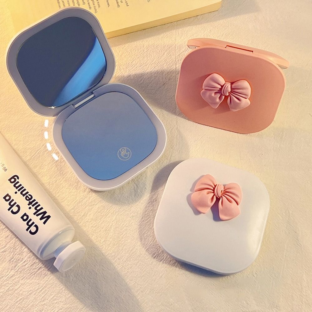 Double Sided LED Makeup Mirror Touch Switch 1X/3X Pocket Mirror with Light 3-Color Lighting Modes Portable