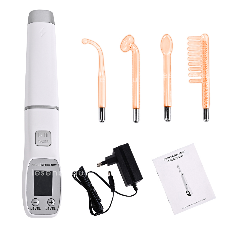 Darsonval Portable High Frequency Facial Machine Skin Therapy With 4 Neon & Argon Wands Remove Wrinkles Acne Facial Therapy Wand
