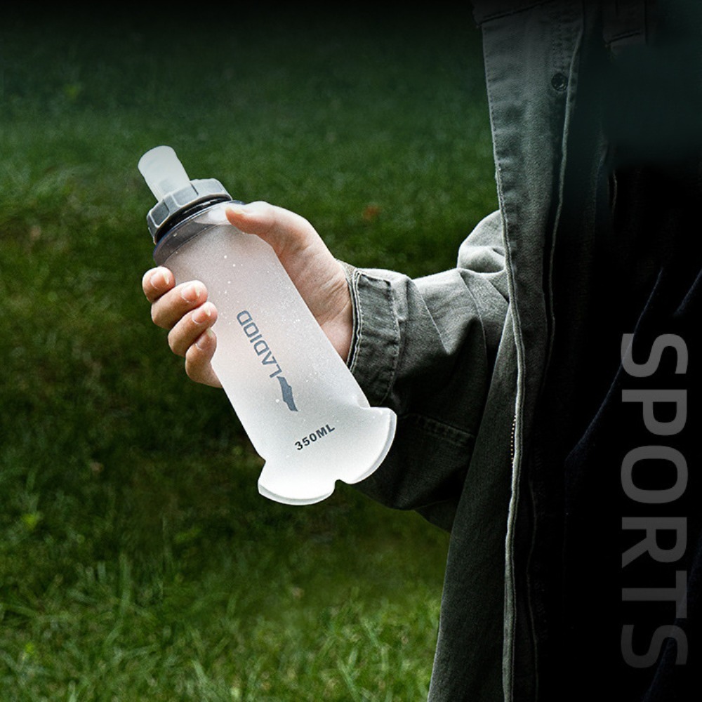 TPU Soft Sports Water Bottle Thick Design Dust-Proof Cover Folding Soft Sport Bottle 350ml Collapsible Foldable Water Bag Hiking