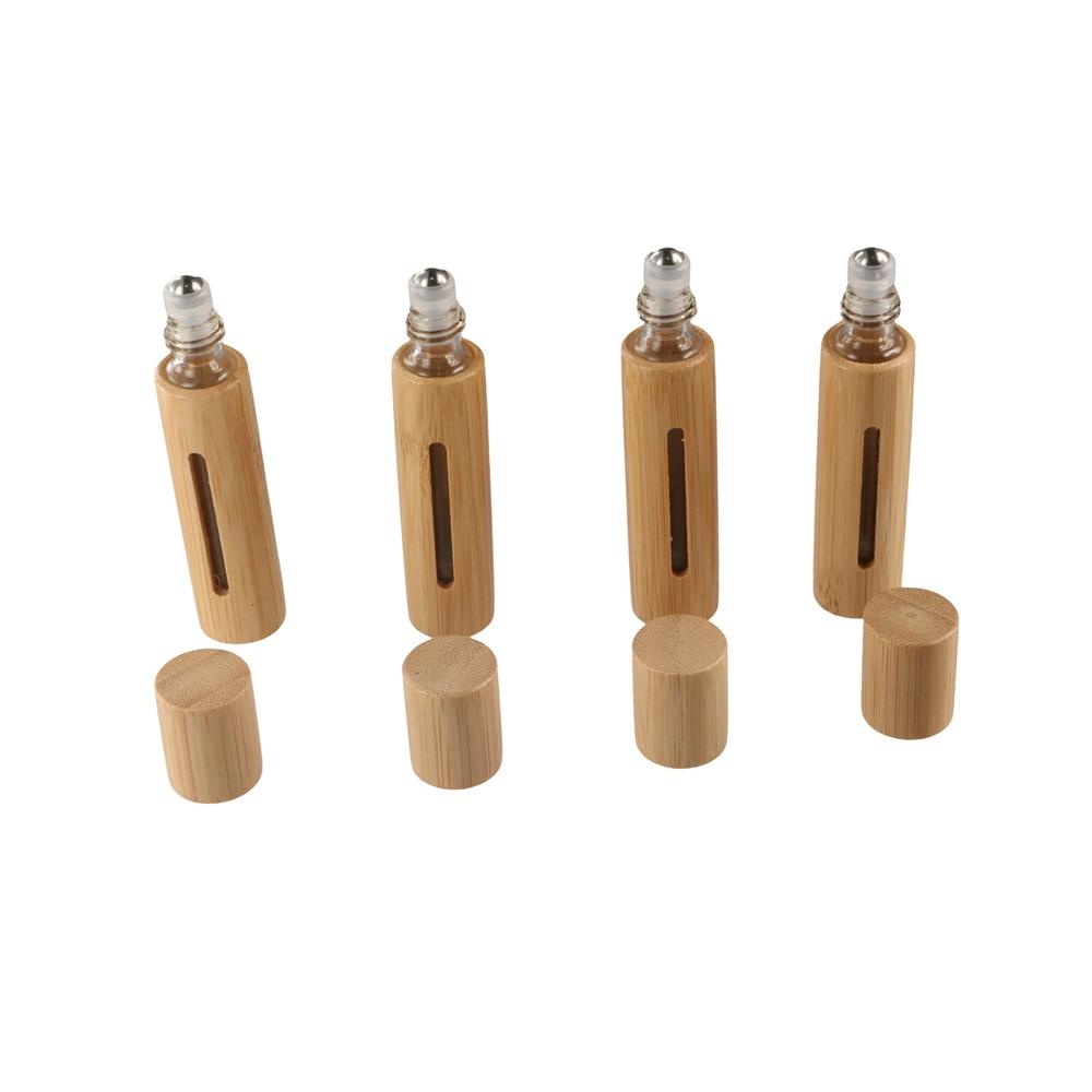 Cosmetic Container Lip Gloss Refillable Tube Bamboo Roll-on Bottle Essential Oil Bottles  Bottles Wood Roller Bottle
