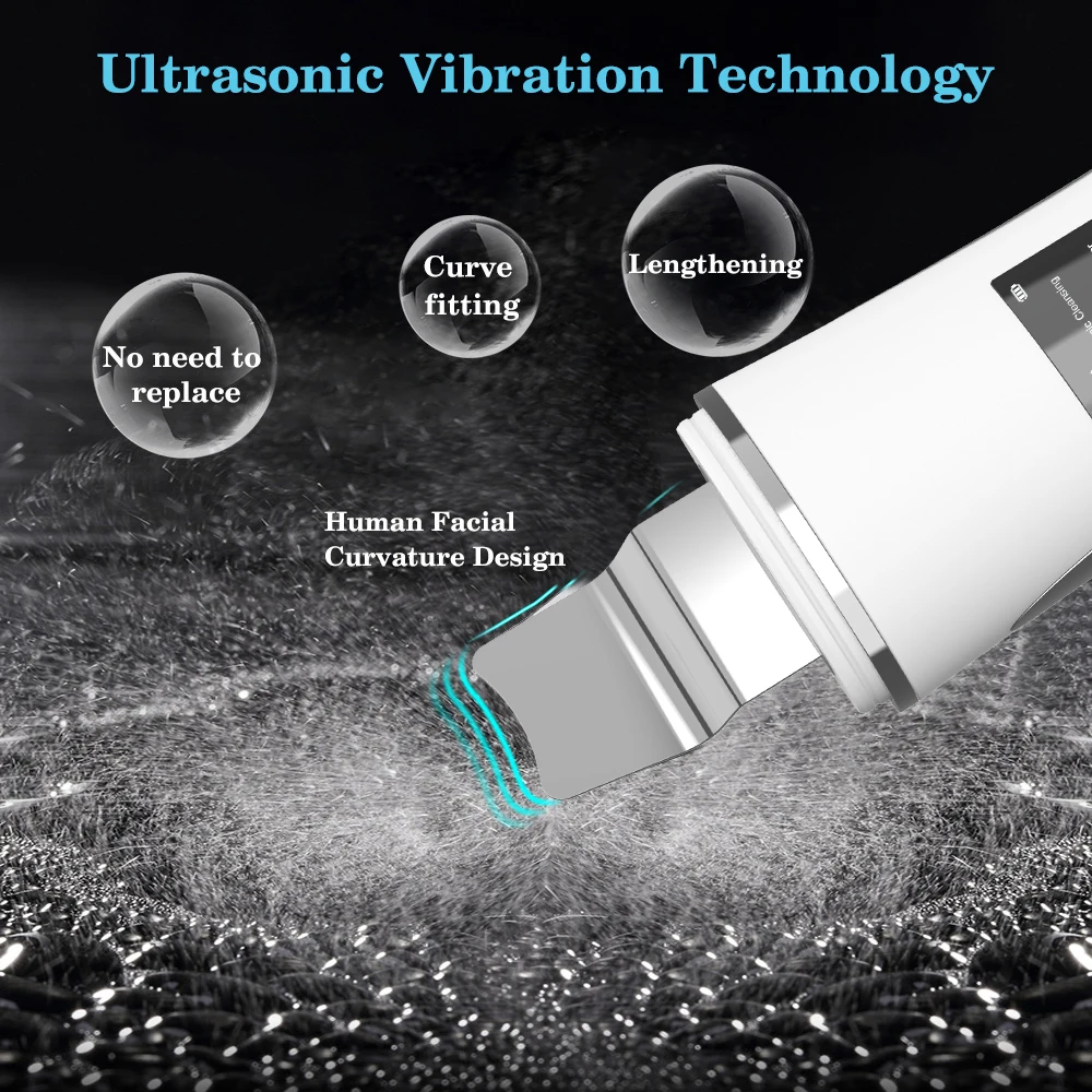 Display Skin Scrubber Straight Scimitar Facial Skin Scrubber Rechargeable EMS Skin Cleansing Scrubber Household