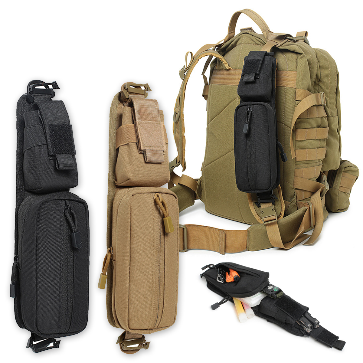 Shoulder Strap Sundries Bags for Tactical Backpack Molle Accessory EDC Pouches Outdoor Camping Tool Compact Pack Hunting Gear