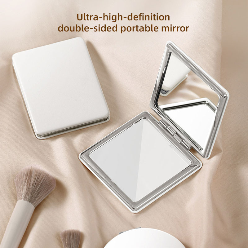 Double-sided folding makeup mirror mini portable mirror PU leather handheld makeup mirror magnetic HD folding mirror