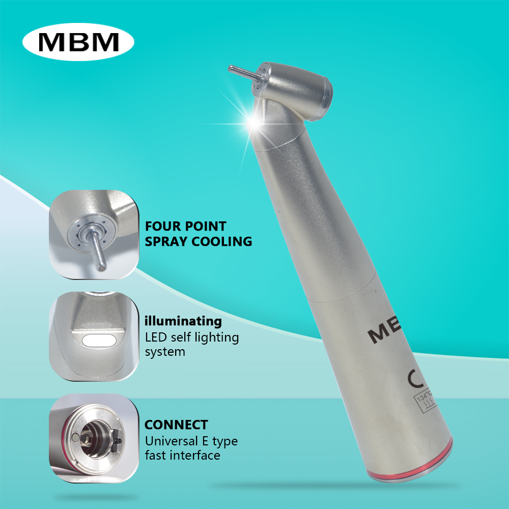 MBM Dental 45 Degree Contra-Angle Handpiece Fiber Optic 1:4.2 Red Ring Increasing Speed Handpiece for Impacted Wisdom Teeth
