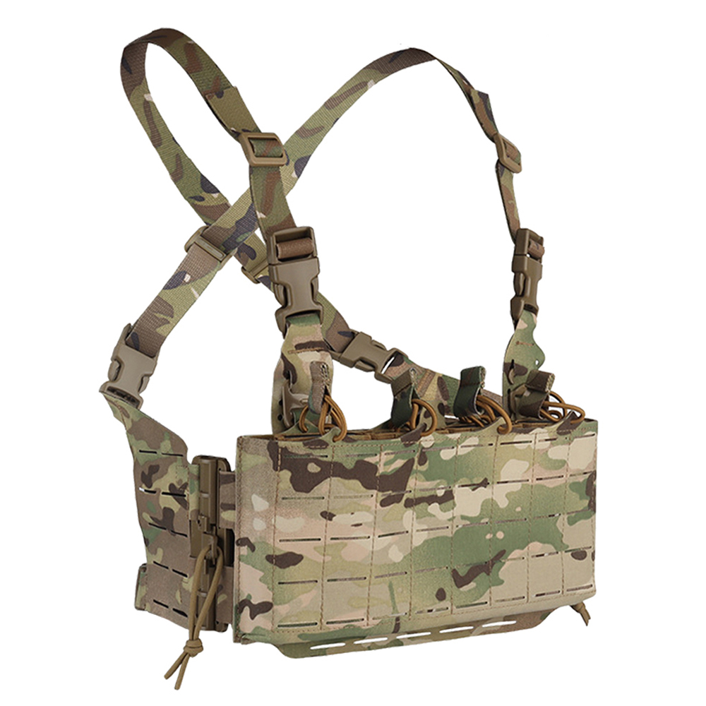 Tactical Chest Rig With Quadruple 5.56 7.62 Mag Pouch Front Panel MOLLE Hunting Airsoft Vest Quick Release Knight Chest Rig Gear