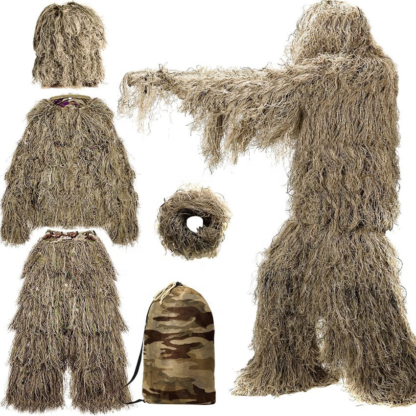 Hide Photograph Camo Jungle Camouflage Ghillie Suit light weight popular caza camouflage desert ghillie suit for Hunting