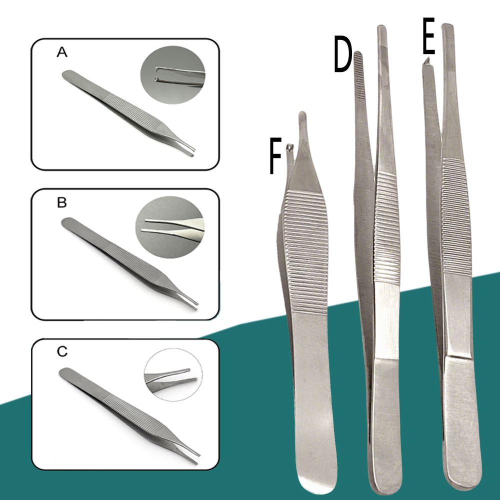 Stainless Steel Dental Tweezers and Tissue Forceps Set Professional Home Use Extraction Dressing Tools 1x2 Kit