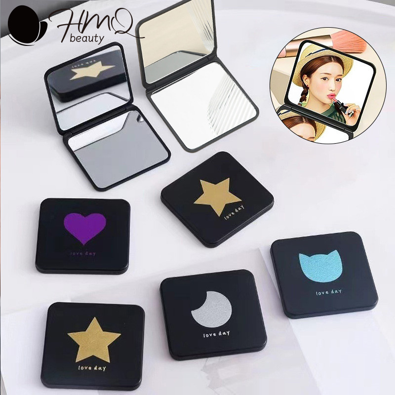 ​​Mini Makeup Mirror Double-Sided Folding Mirrors Portable Travel Pocket Square Makeup Vanity Hand Mirror Cosmetic Beauty Tool