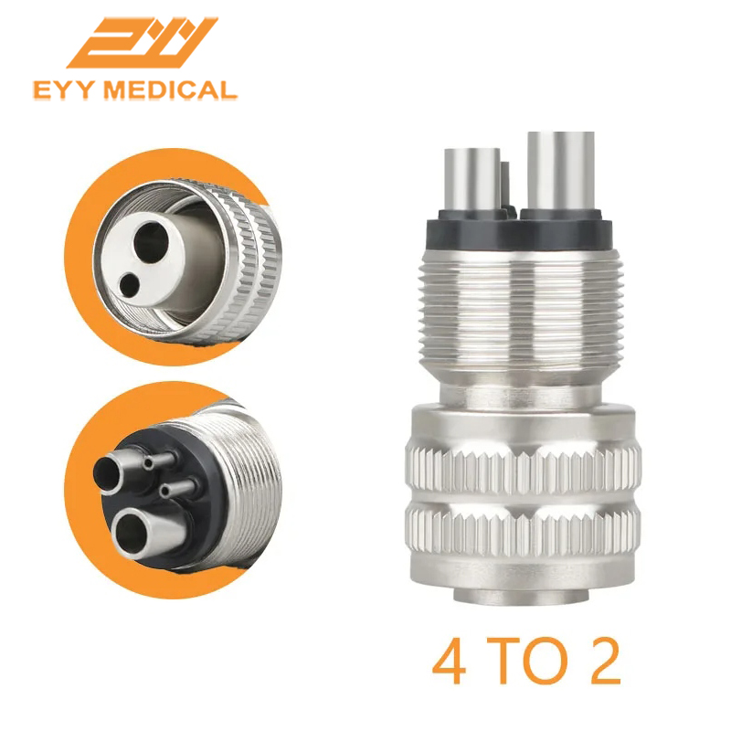EYY Dental High Speed Turbine Handpiece Adapter 2/4Hole Changer Connector Spare Parts Dental Coupler Motor Convertor Tubing Hose