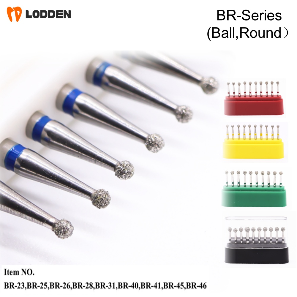 10Pcs/Lot Dental Diamond Burs Drill BR-Series (Ball,Round) High Speed Handpiece Stomatology Department Dentistry Grinding Tools