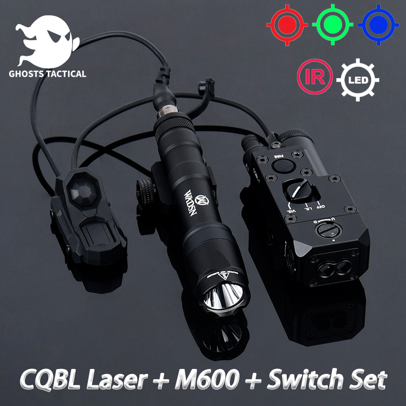 Tactical CQBL Metal IR Version Red Dot Laser Indicator M600 Flashlight White LED With Dual Fuction Switch Airsoft Hunting Scout
