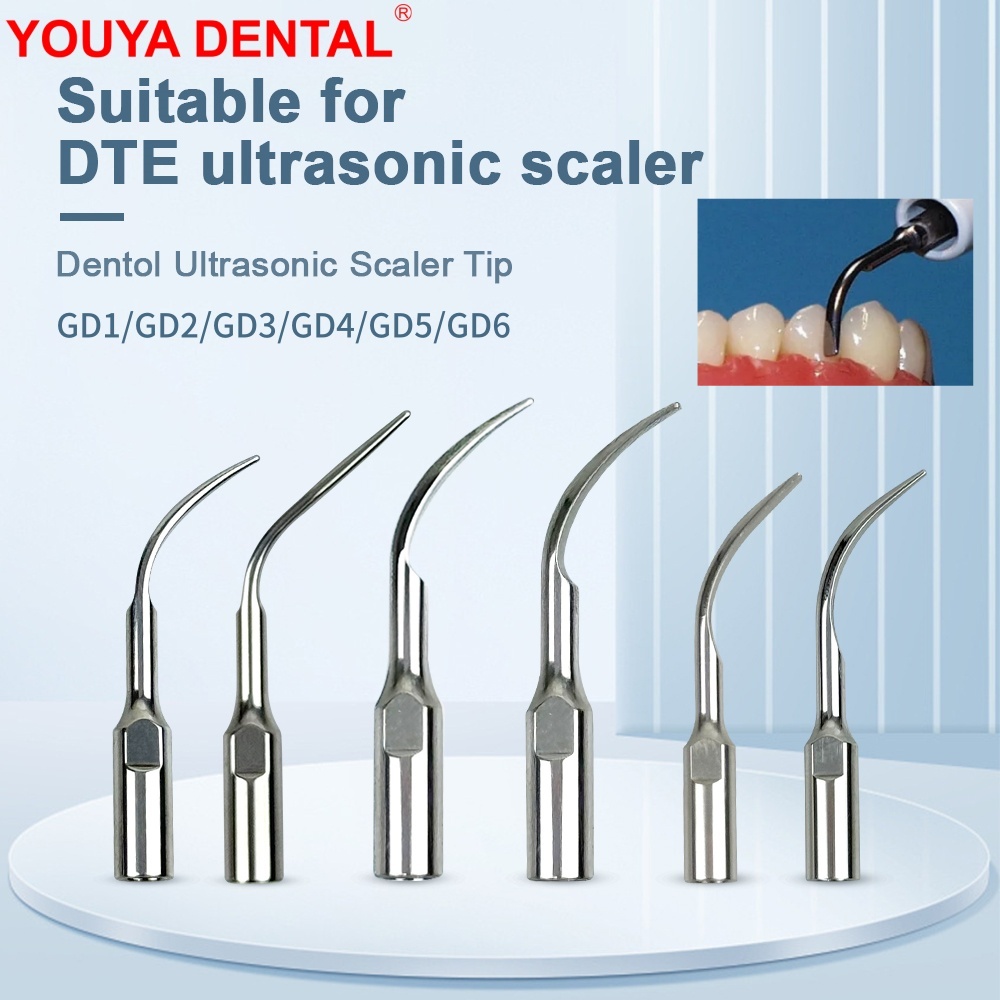 5pcs Dental Scaler Tips Fit For DTE SALETEC Ultrasonic Scaler Handpiece GD1-GD6 Scaling Tips Tooth Cleaning Machine Cutter Head