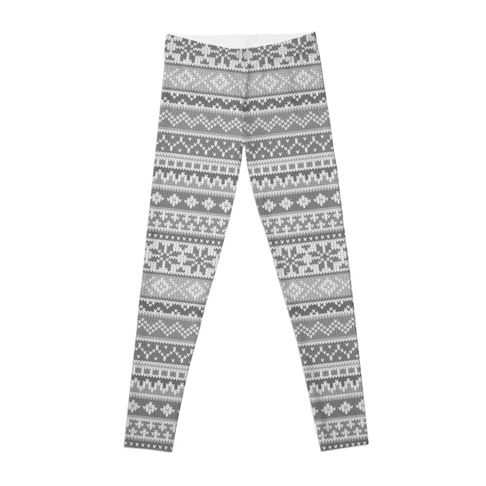 Fair Isle Gray Leggings Female legging pants sporty woman gym Women's sports gym sportswear woman Womens Leggings