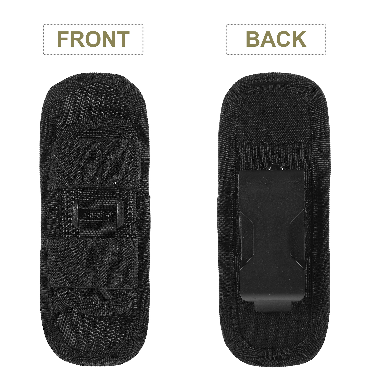 Flashlight Pouch Clip Nylon Plastic 5.4x4.6x15cm Camping Hiking Carry Case Holder Hunting Gear