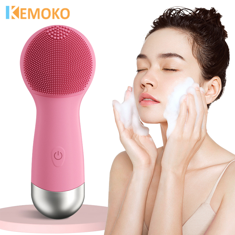Electric Sonic Facial Cleansing Brush Silicone Face Cleaner Deep Pore Cleaning Skin Vibration Massage Cleansing Brush Device
