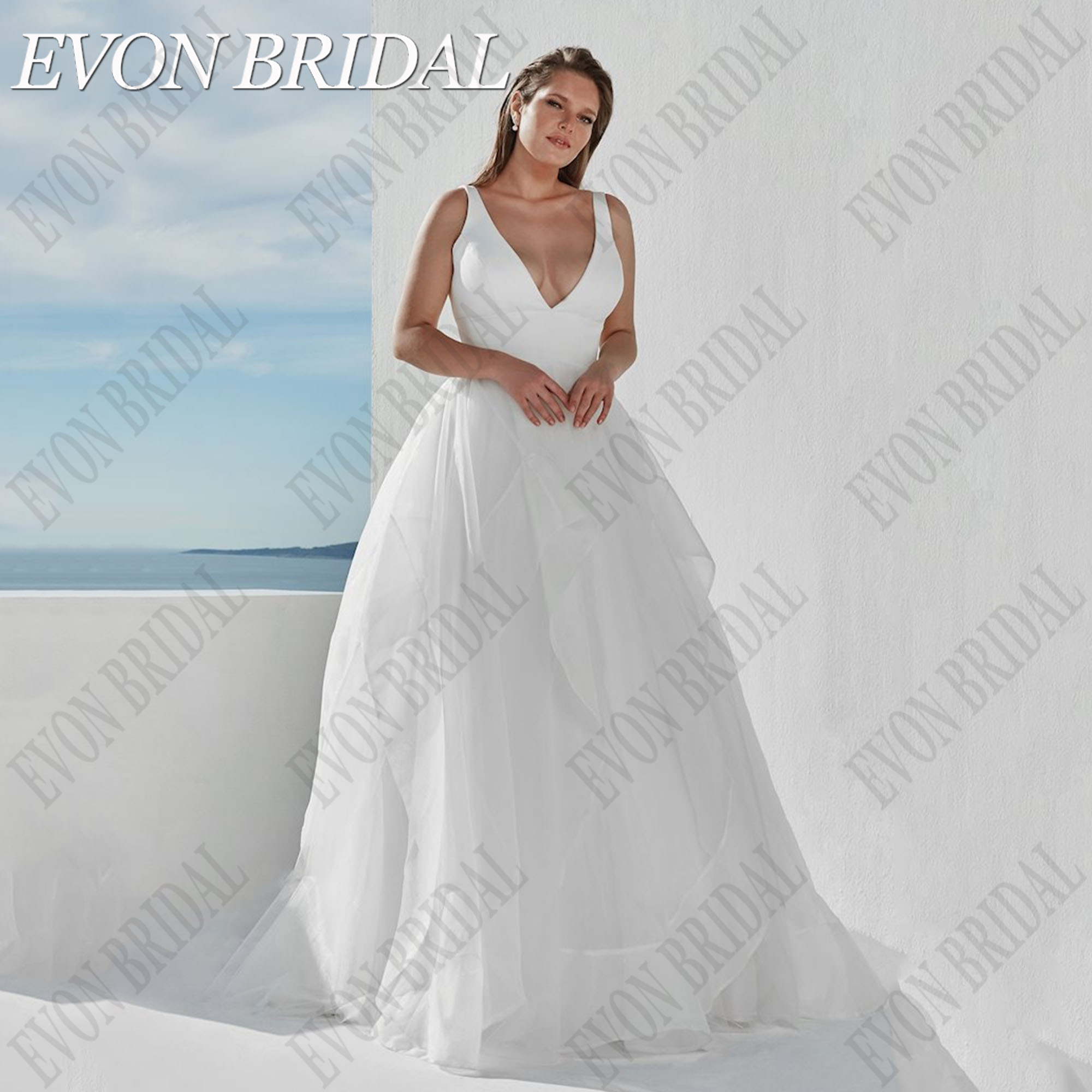 EVON BRIDAL Simple Classic 2025 Wedding Dress Plus Size Satin A-Line Satin Backless Vestidos Novias Boda Bride Gowns Custom Made